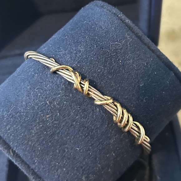 Stunning silver & gold  stacking type bangle bracelet - Picture 1 of 6